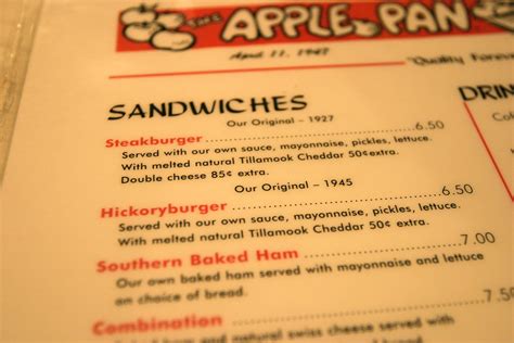 Apple Pan Menu | The menu at The Apple Pan. I opted for a st… | Flickr