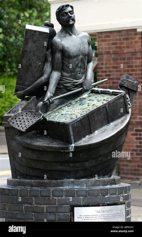 Statue of The Saltworkers in Droitwich Spa Worcestershire depicting a family of salt workers ...