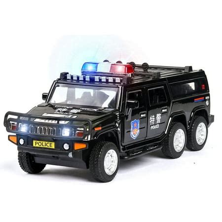 1:32 Kids Police Car Toy with Lights Sounds Effects Alloy Body Hood ...