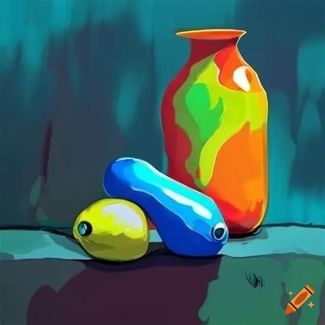 Vibrant street art cartoon still life