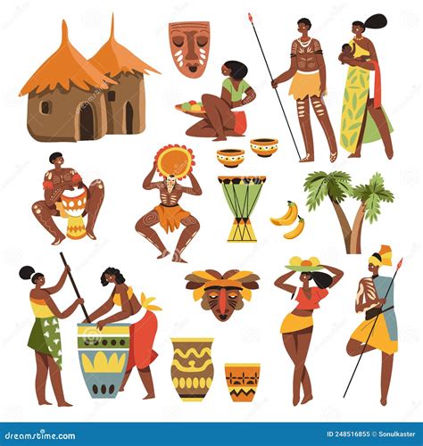 African Culture and Traditions People Tribes Stock Vector ...