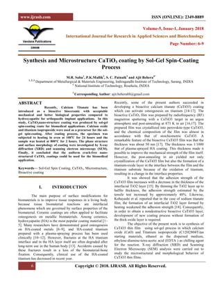 Synthesis and Microstructure CaTiO3 coating by Sol-Gel Spin-Coating Process | PDF