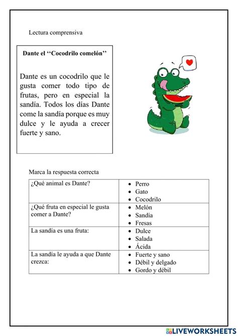 El cocodrilo comelón worksheet | Live Worksheets