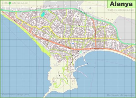 Large detailed map of Alanya - Ontheworldmap.com