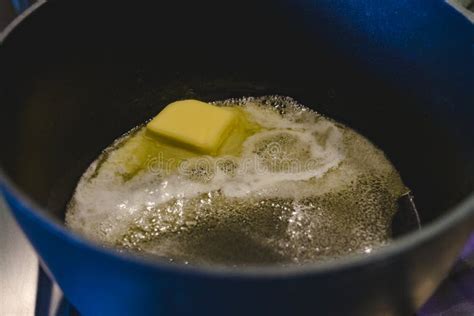 Melted Butter in a Hot Heavy Saucepan Close Up. Melting Butter on the ...