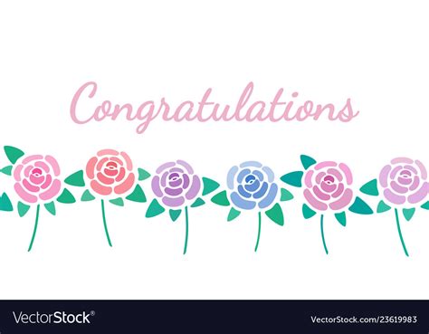 Congratulations sign with roses decoration Vector Image