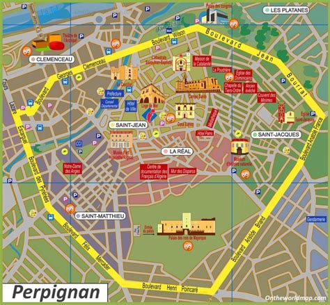 Perpignan Tourist Map - Ontheworldmap.com