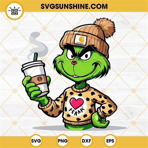 3.99Carhartt Grinch Coffee SVG, Bougie Grinch SVG, Grinch Starbucks Cup SVG PNG Files