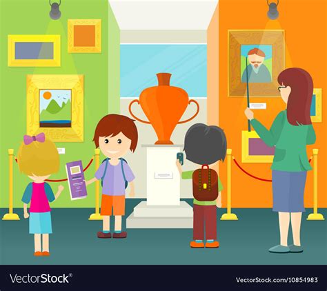 Children in museum Royalty Free Vector Image - VectorStock