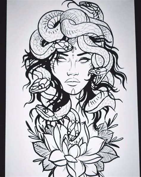 Simple Medusa Tattoo Stencil