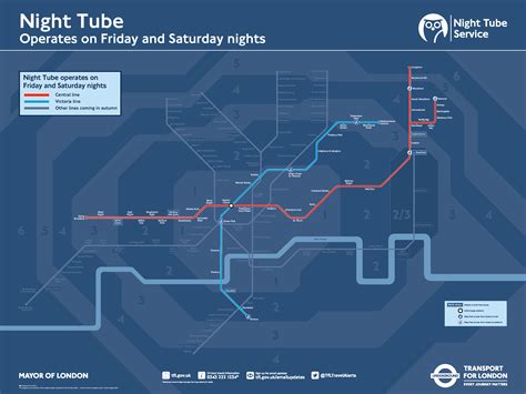 Night Tube map - two lines - Map, TfL - Economy Class & Beyond