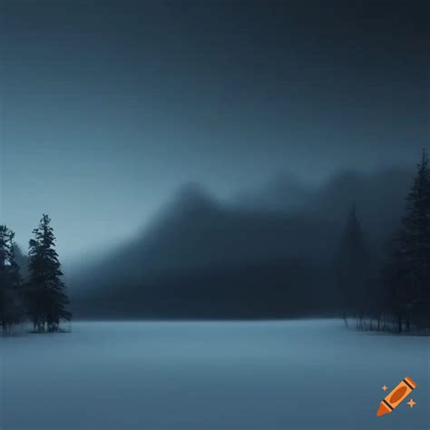 Dark winter landscape wallpaper on Craiyon