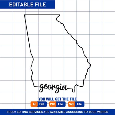 Georgia Outline With Text SVG Files Georgia Cut Files United States of ...