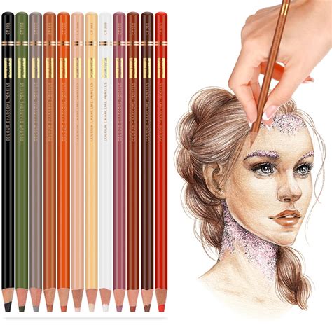 Buy MISULOVE Professional Colour Charcoal Pencils Drawing Set, Skin Tone Colored Pencils, Pastel ...