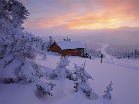 Winter Mountain Cabin Wallpaper - WallpaperSafari