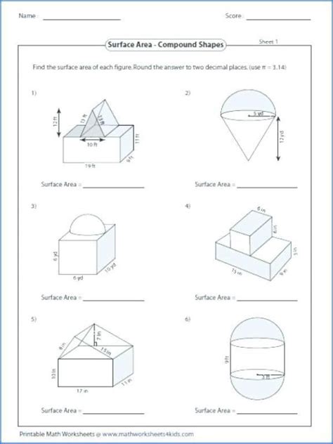 Composite Area Worksheets