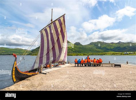 Replica of a Gokstad ship, a traditional Viking ship, at the Lofotr ...