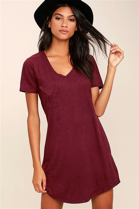 Chic Burgundy Dress - Shirt Dress - Suede Dress - $49.00 - Lulus