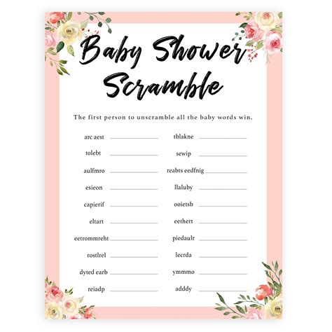 Free Printable Baby Shower Games For Girls