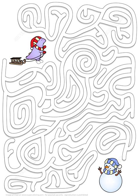 Winter Maze Puzzle | Free Printable Puzzle Games