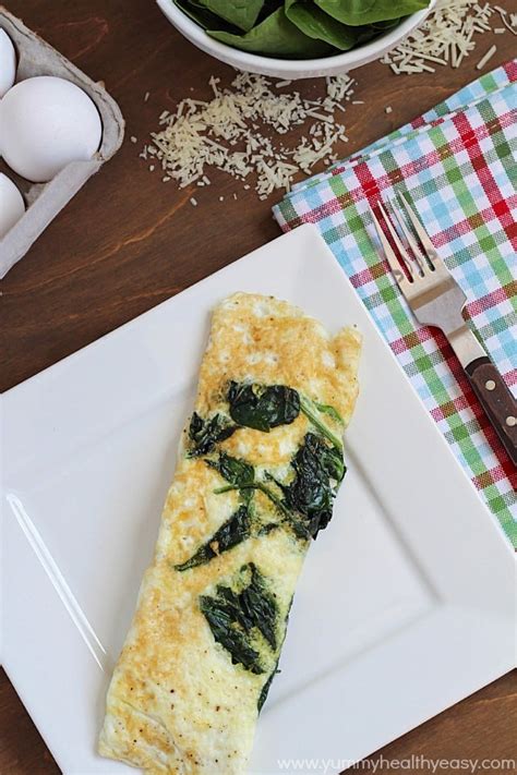 Easy Spinach & Egg White Omelette - Yummy Healthy Easy