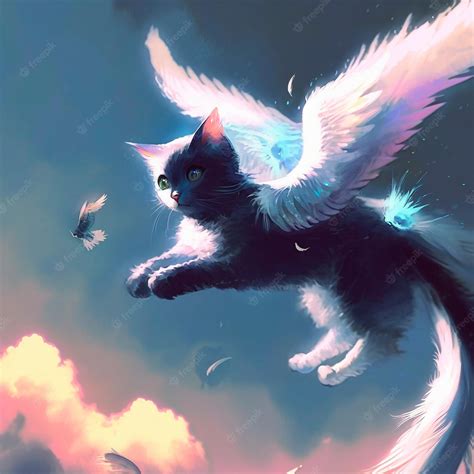 Premium Photo | Angel cat with wings. high quality illustration