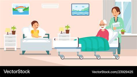 Nurse in hospital ward flat Royalty Free Vector Image