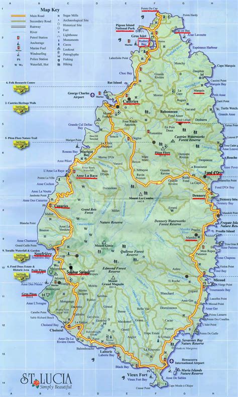 Large detailed road map of Saint Lucia. Saint Lucia large detailed road map | Vidiani.com | Maps ...