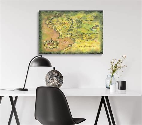 Buy Pavaieics Vintage Lord Of The Rings Map Of Middle Earth Canvas Wall ...