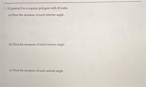 Solved 1. (10 points) For a regular polygon with 20 sides | Chegg.com