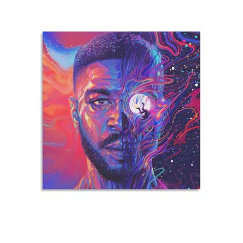 Hand Painted Canvas album cover Man on the moon kid cudi customization art room decor - craibas ...