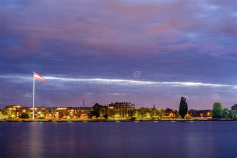 Panoramic View of Riga City in Latvia. Capital of Latvia at Night Stock ...