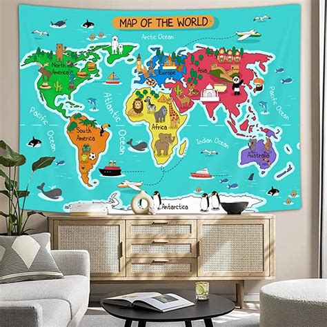 Nursery Printable Animal World Map Kids World Map Pos - vrogue.co