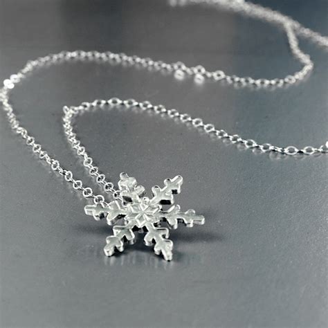 Sterling Silver Snowflake Necklace, - Etsy