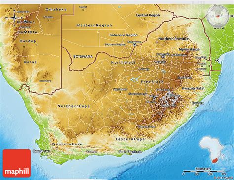 Physical 3D Map of South Africa