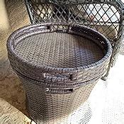 Amazon.com: Sundale Outdoor Small Patio Side Table with Storage 20 Inch Patio Rattan Side Table ...