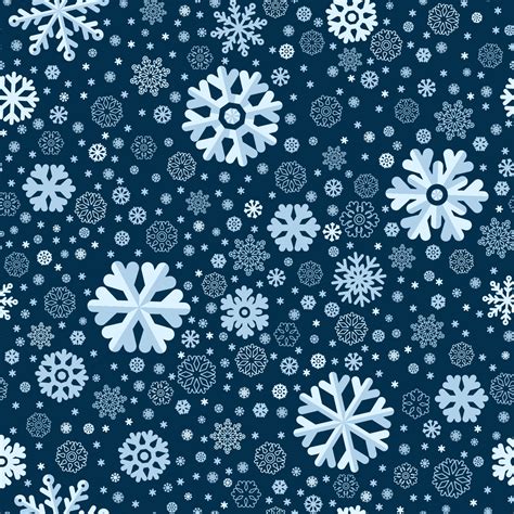 Snowflake Seamless Pattern. Flat Style. Christmas snowy ornament. Winter Traditional decoration ...