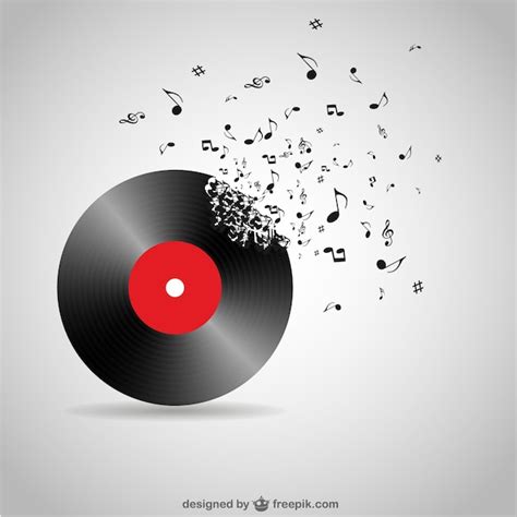 Premium Vector | Vinyl record breaking into music notes