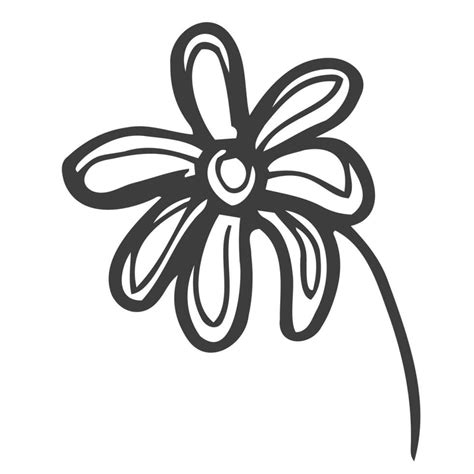 Flower icon. Hand drawn simple black outline vector illustration clip ...