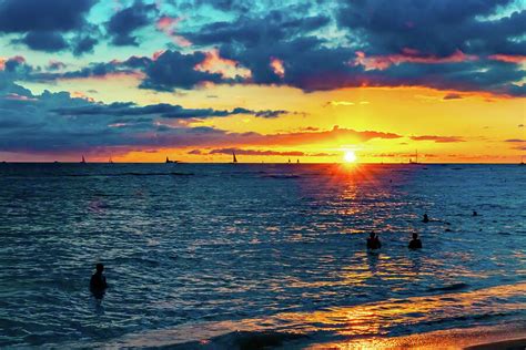 Waikiki Beach Sunset Photograph by Bill Gallagher - Pixels