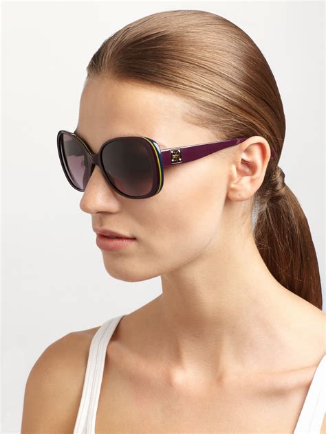 Tory burch Full Rim Round Sunglasses in Brown | Lyst