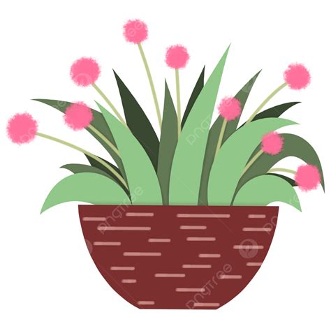 Pink Flower On The Pot, Flower Pot, Pink Flower, Green Leaves PNG Transparent Clipart Image and ...