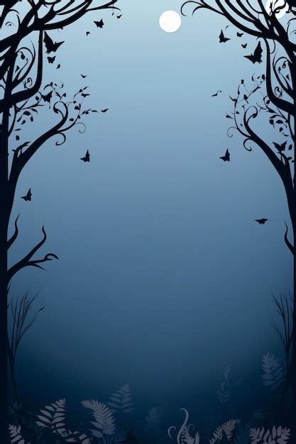 Premium Photo | An illustration of a forest at night with a full moon ...