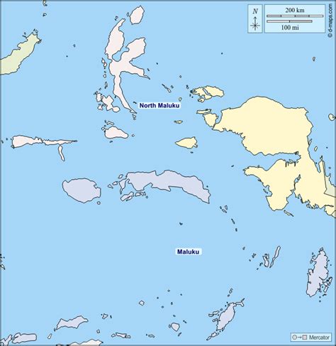 Maluku Islands free map, free blank map, free outline map, free base map provinces, names, color