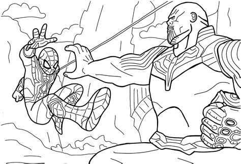 Spiderman Vs Thanos Coloring Page - Free Printable Coloring Pages for Kids