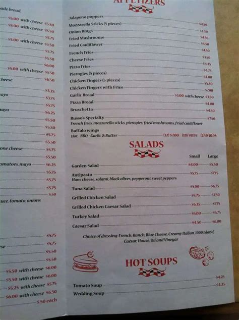 Russo's Pizza Menu, Menu for Russo's Pizza, Hamburg, Lancaster - Urbanspoon/Zomato