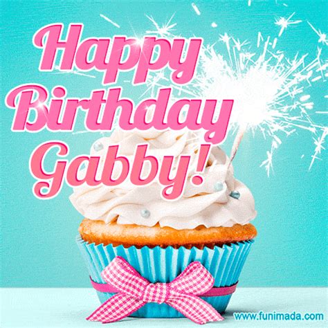 Happy Birthday Gabby! Elegang Sparkling Cupcake GIF Image. | Funimada.com