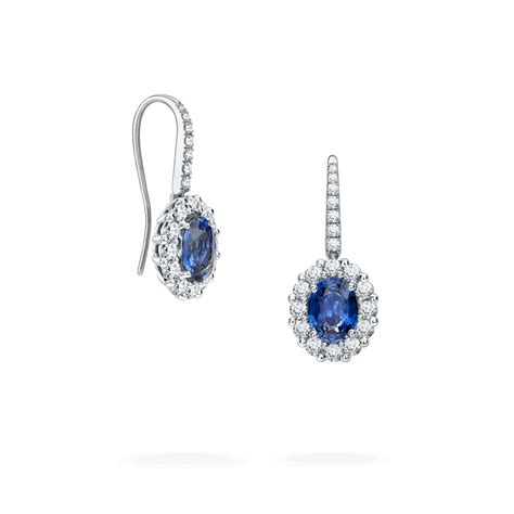 1735 Sapphire Drop Earrings | In Platinum with Diamonds | Garrard