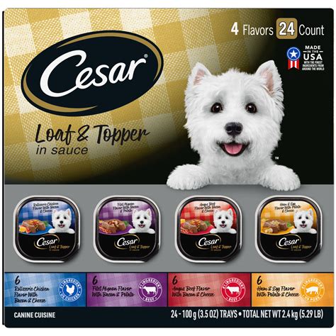 CESAR Wet Dog Food Loaf in Sauce Rotisserie Chicken, Filet Mignon ...