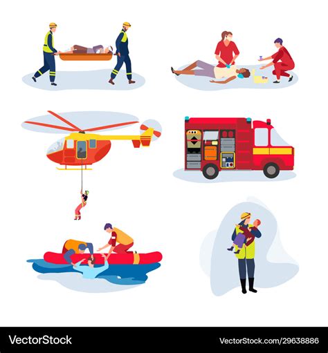 Emergency rescue team help people cartoon Vector Image